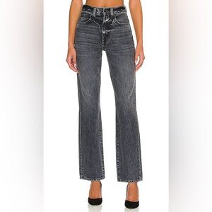 SLVRLAKE London High Rise Straight Jean Black Coal Size 26